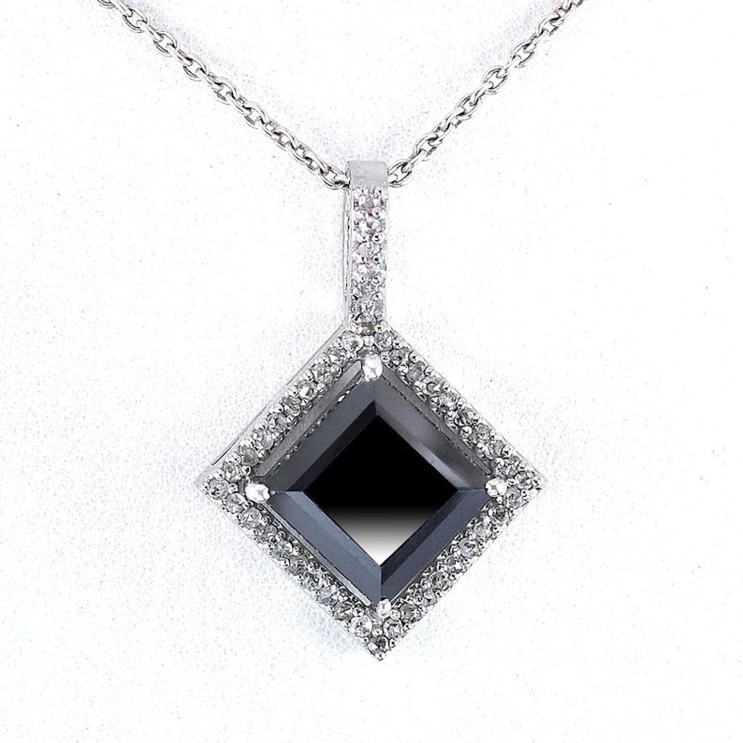 Lustrous Black Lab Diamond Solitaire Drop Necklace 5 Ct 925 Silver Gift for Her