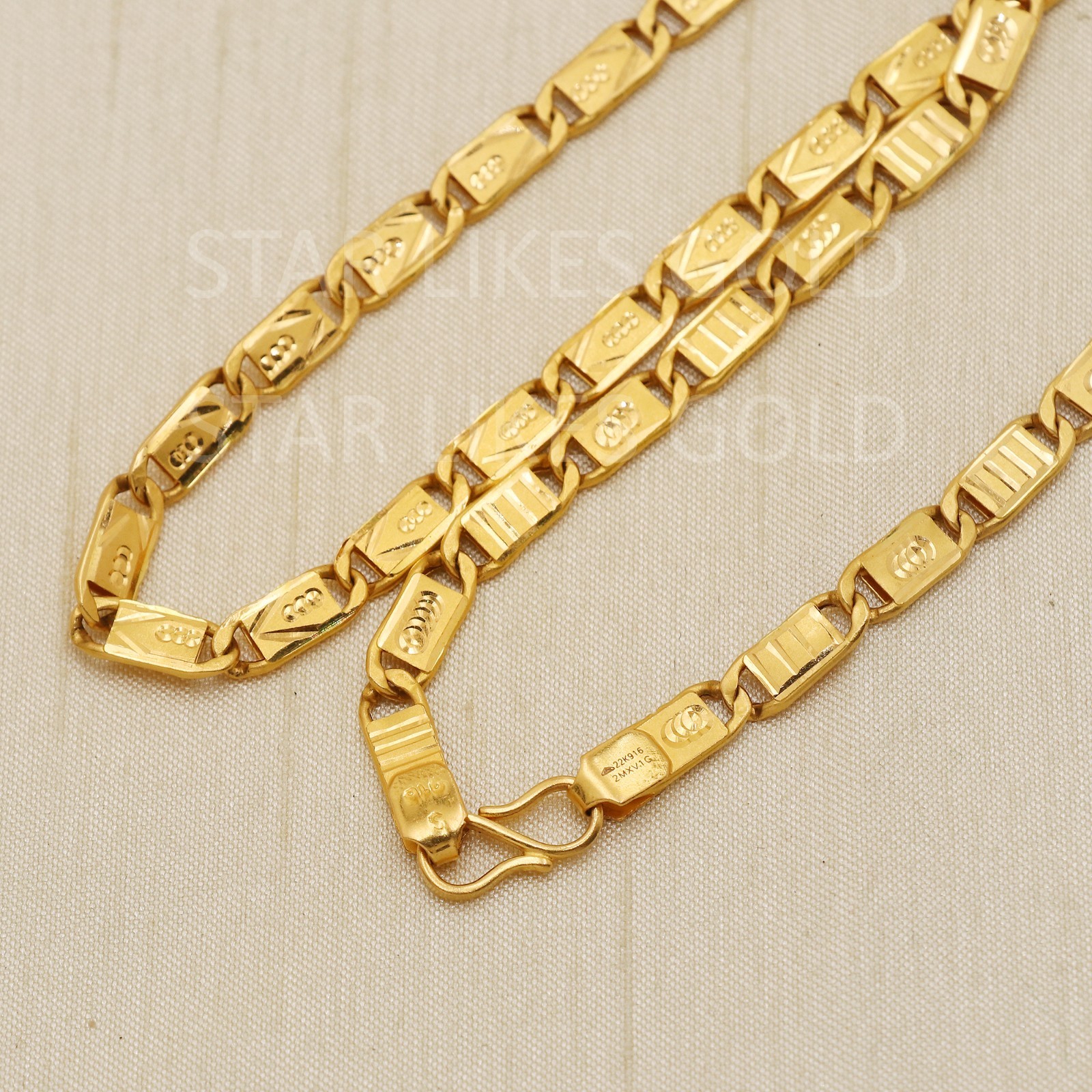 22K Yellow Gold Diamond Cut Machine Chain 20.25″ 12.07g 4.5mm Textured Link 916