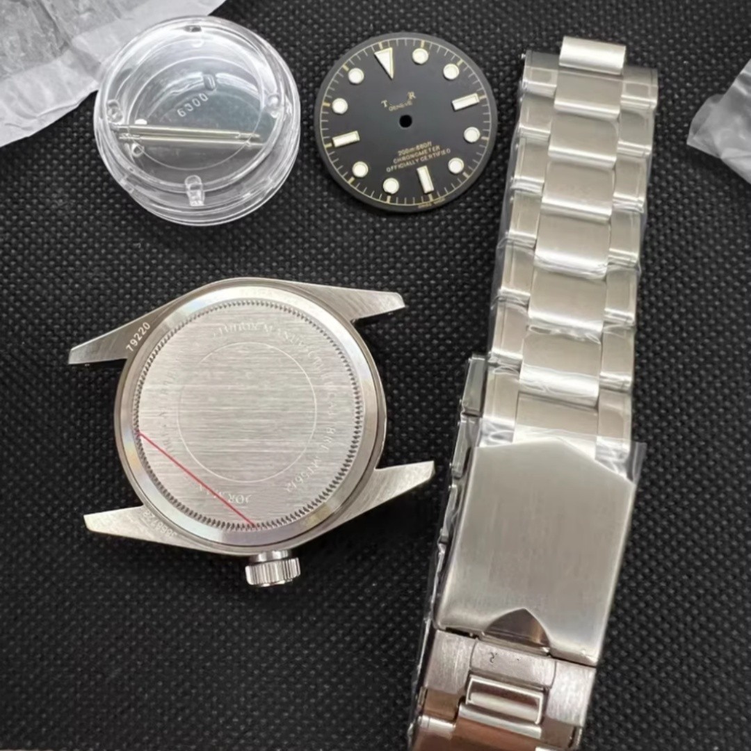 for 41MM 2824 watch case + dial + hands + Strap Sapphire DIY SET