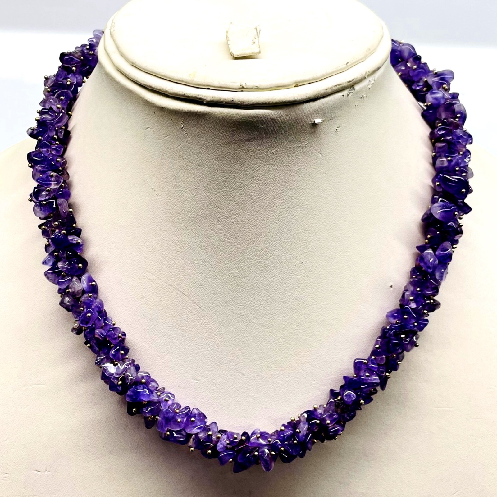 Natural Purple Amethyst Boutique Designer Handmade Beaded Necklace 18 Inches