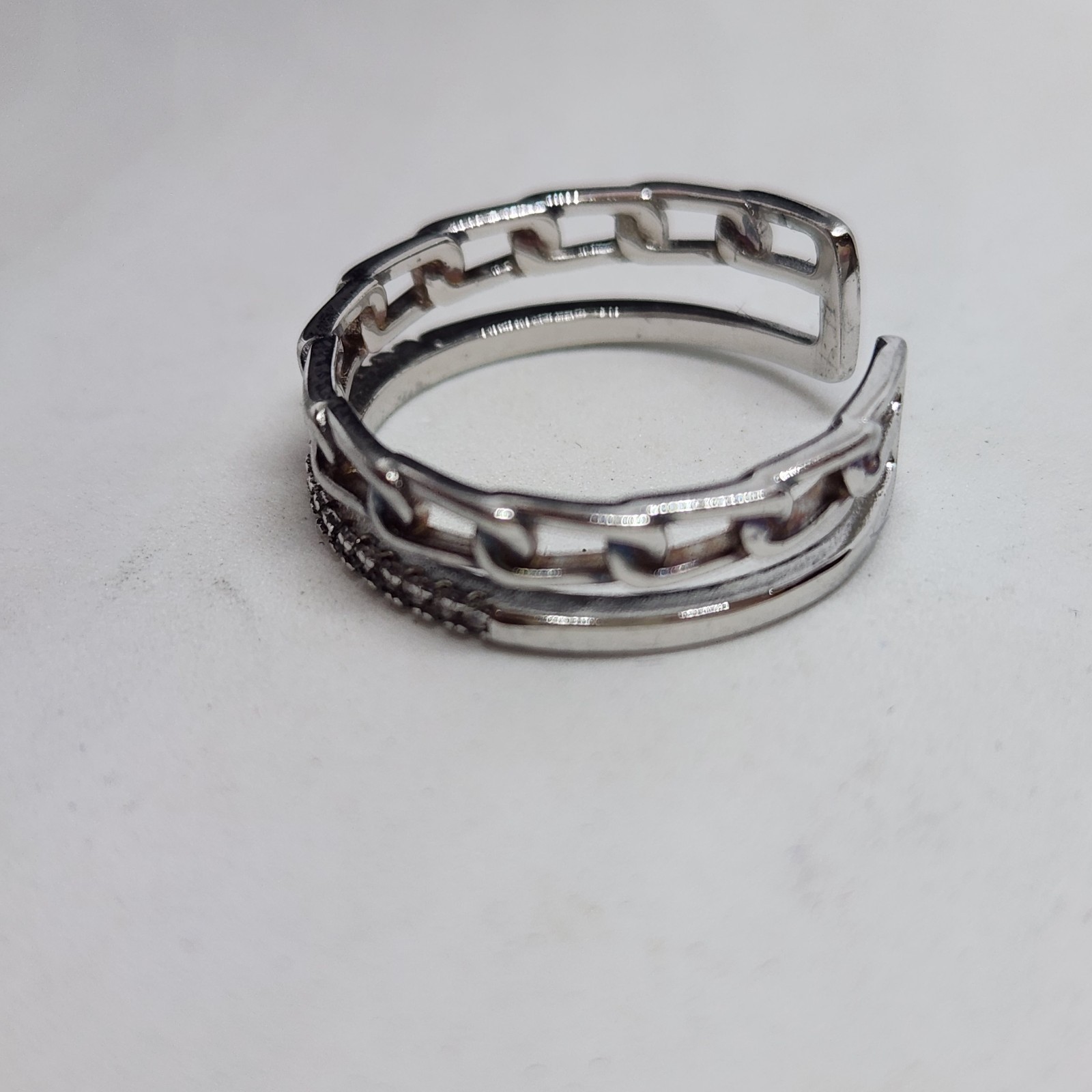 Chain And Bling Toe Ring Open Design Silver Tone Fashion Jewelry Size 6.5