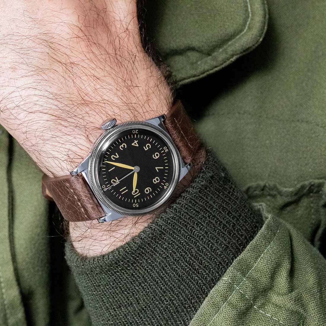 Praesidus A-11 Type Automatic Swiss Steel Brown Black Leather Men’s Watch