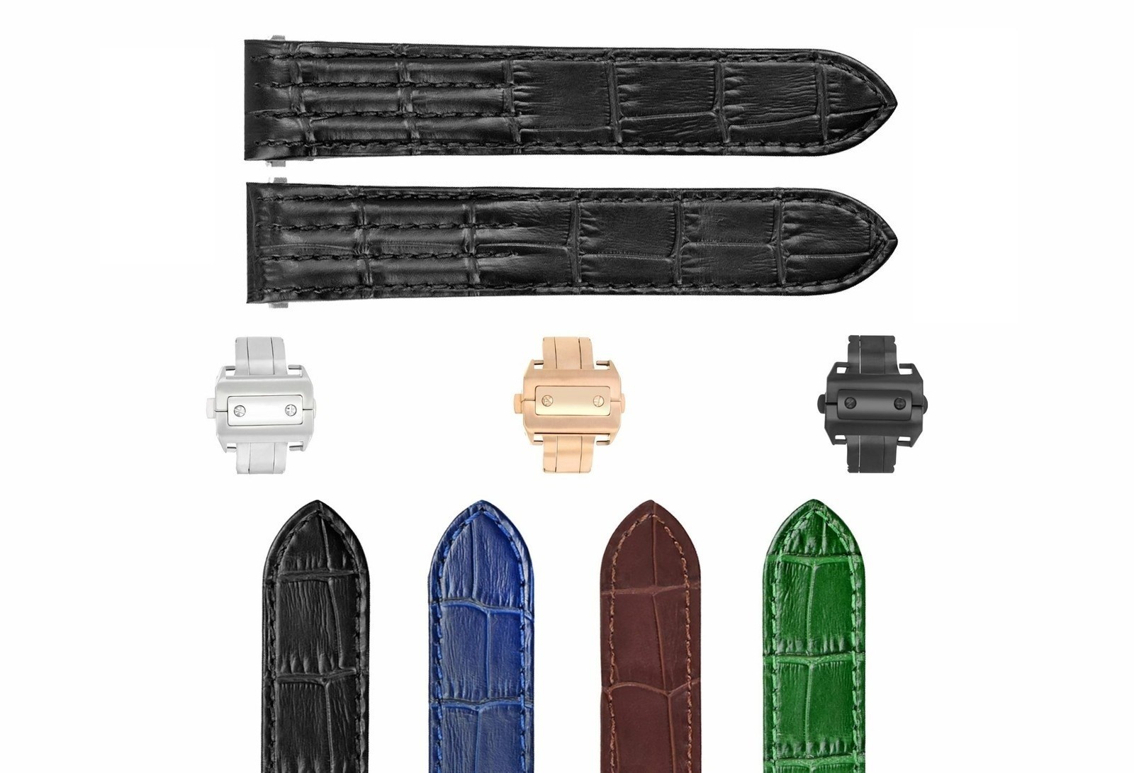 19-20MM LEATHER STRAP FOR CARTIER ROADSTER QUICK RELEASE ( WITH GRAIN & BUMPS )
