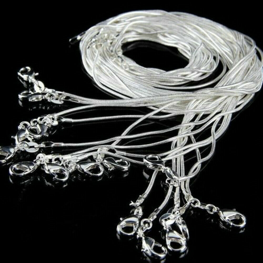 Lot 10PCS Wholesale 925 sterling solid Silver 1mm snake chain Necklace 16-30inch