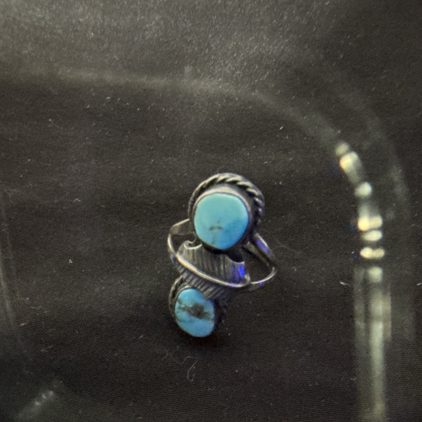 Navajo Sterling 2 Oval Blue Turquoise Stone Cocktail Ring Size 6 Unisex Adults