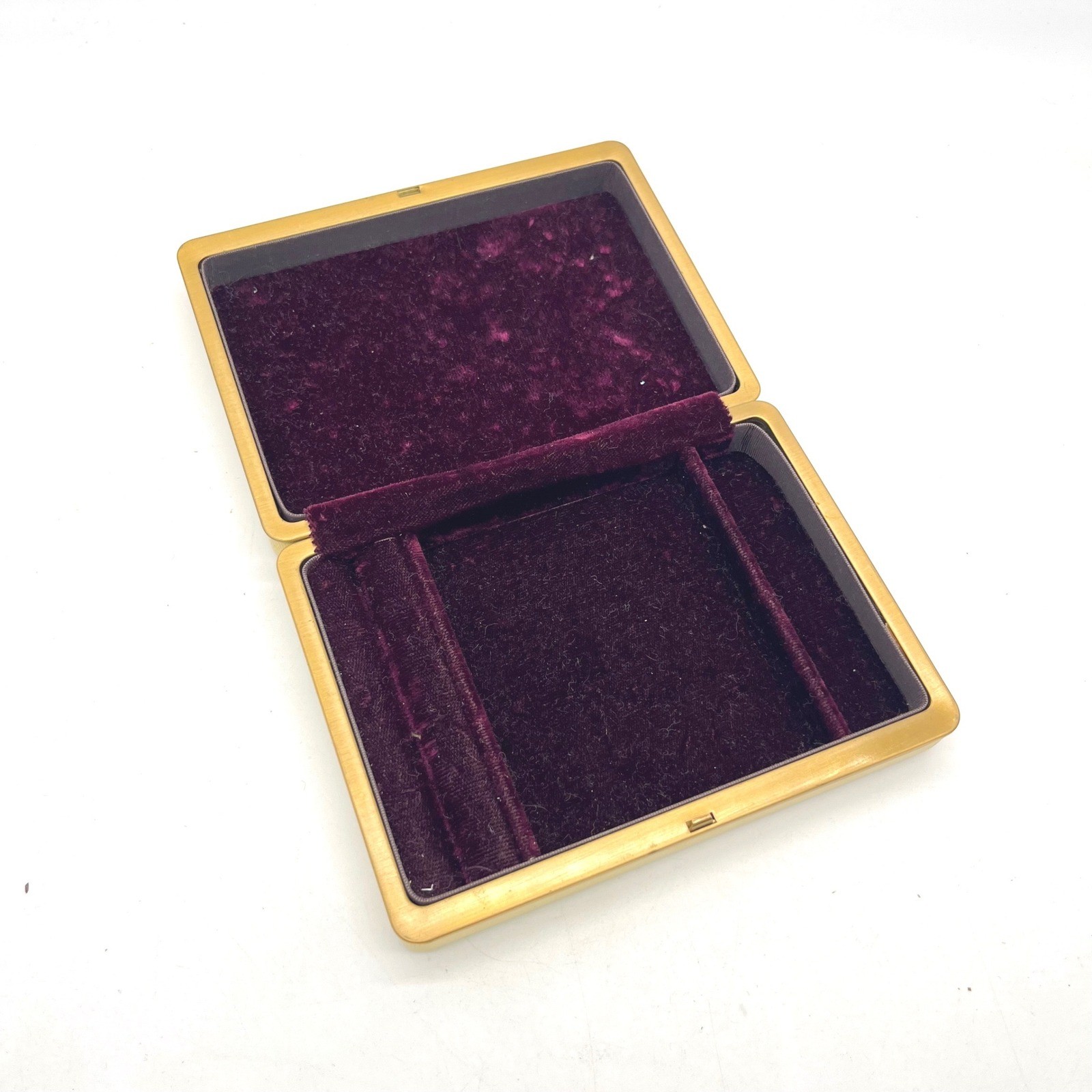 Vintage Cream Faux Leather Jewelry Box Purple Velvet Interior Gold Trim Ring Box