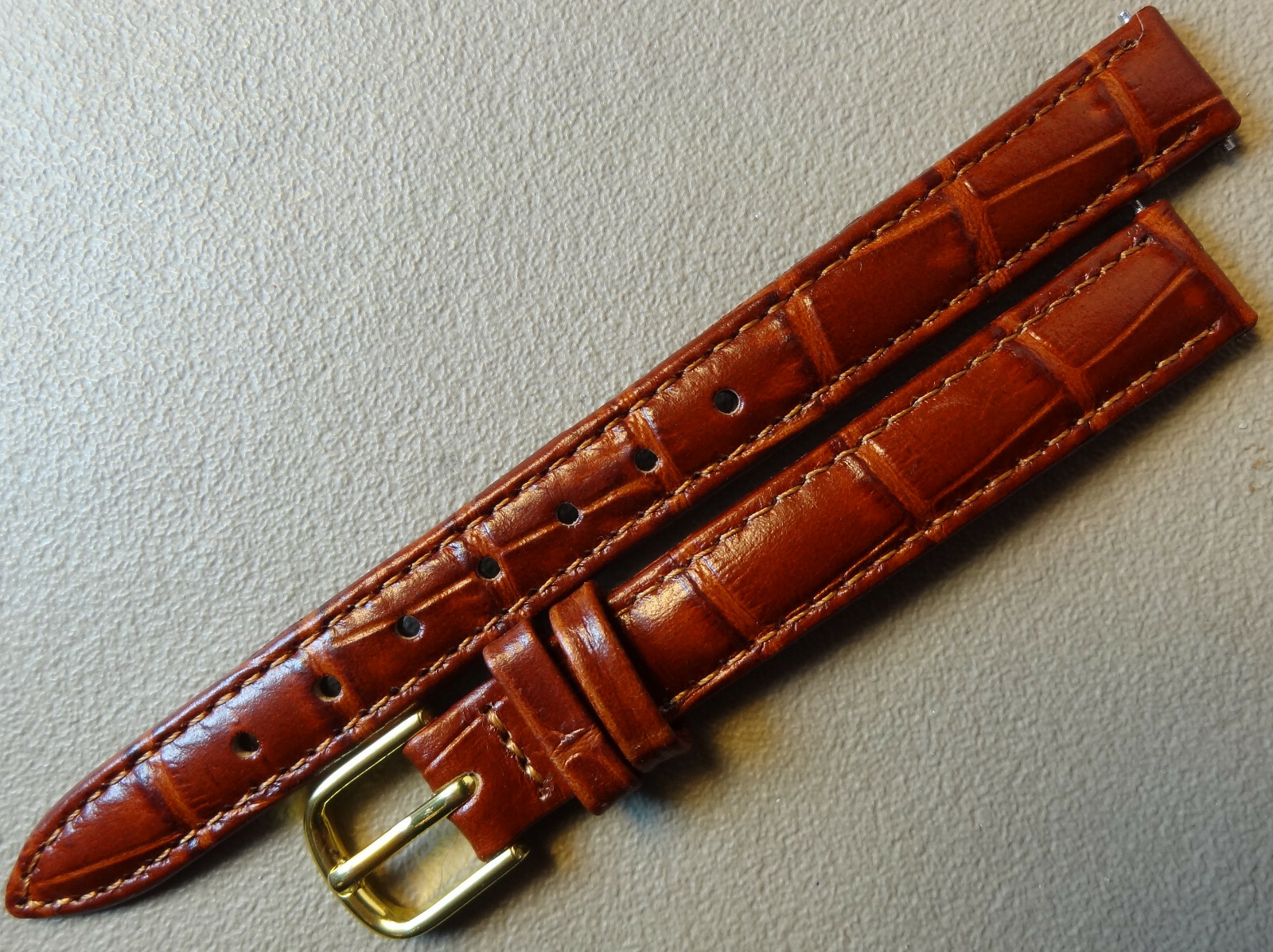 Ladies Brown Simulated Crocodile Genuine Leather Fits Any 11mm Reg Watch Band