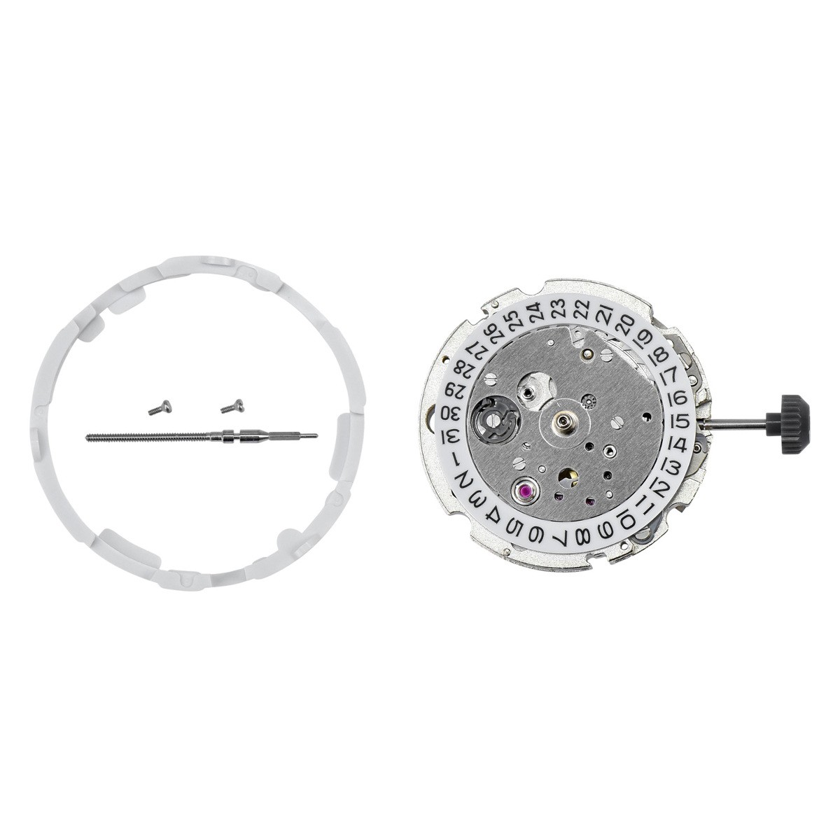 CITIZEN FOR MIYOTA 8215 MOVEMENT 21 JEWELS AUTOMATIC DATE @3 SILVER JAPAN + STEM