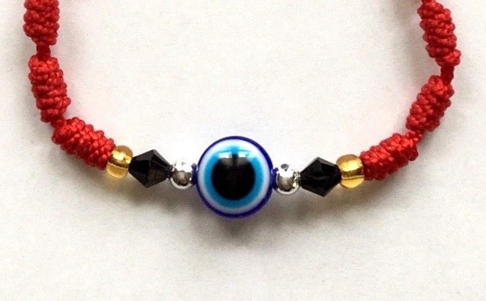Red string blue evil eye bracelet luck,protection adjustable adults, kids -B132