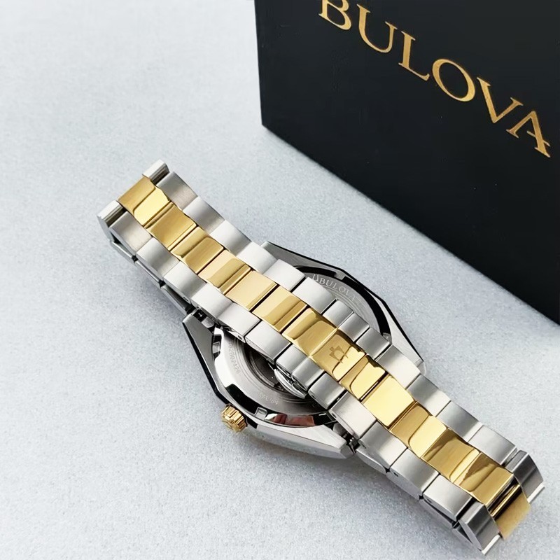 Bulova Surveyor 98A284 Gold Silver Tone Dial Men’s Automatic Watch 42mm