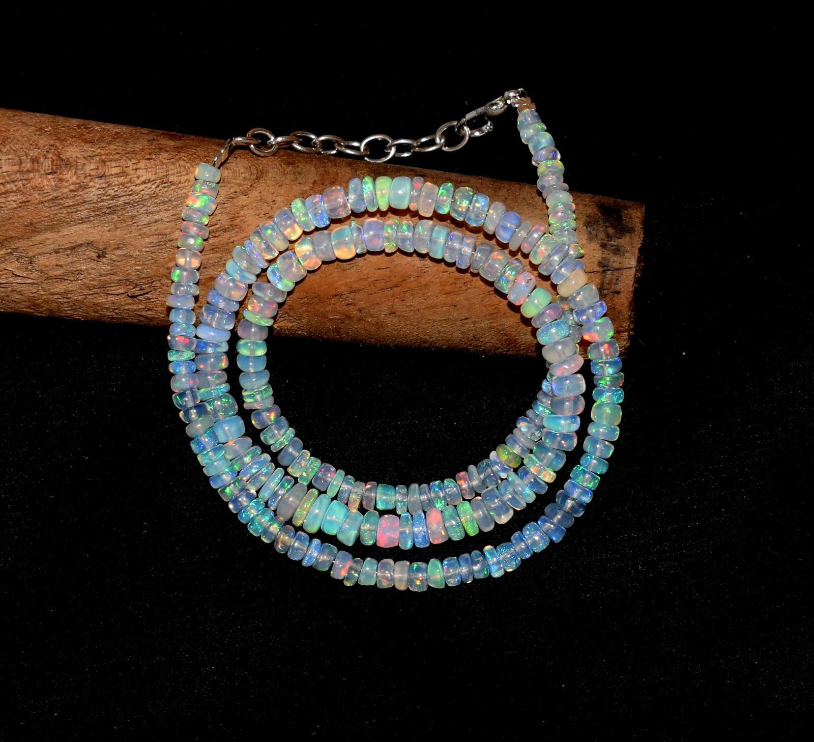 16″ Natural Ethiopian Welo Fire Opal Beads Necklace Genuine Opal Gemstone AF0296