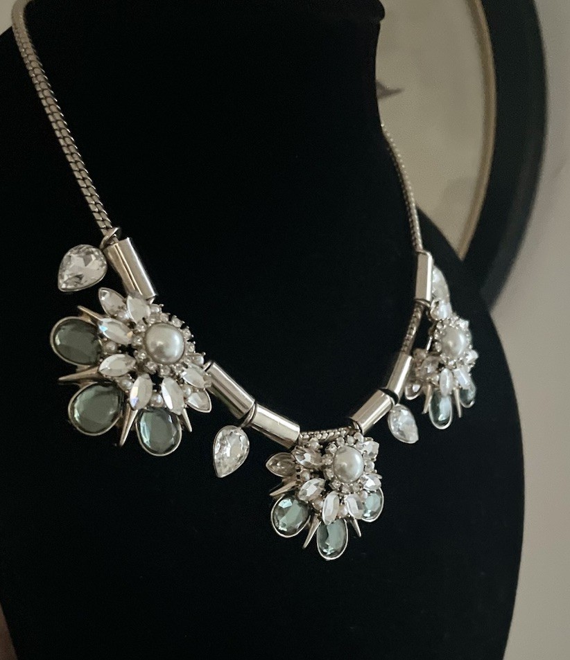 lydell nyc Gold Tone Light Green Crystal Cluster Pendant Statement Necklace