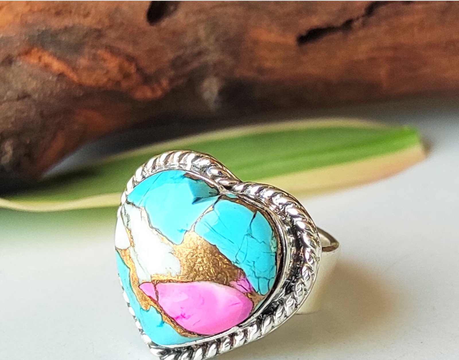 Cotton Candy Turquoise Ring 925 Silver Handmade Jewelry All Size