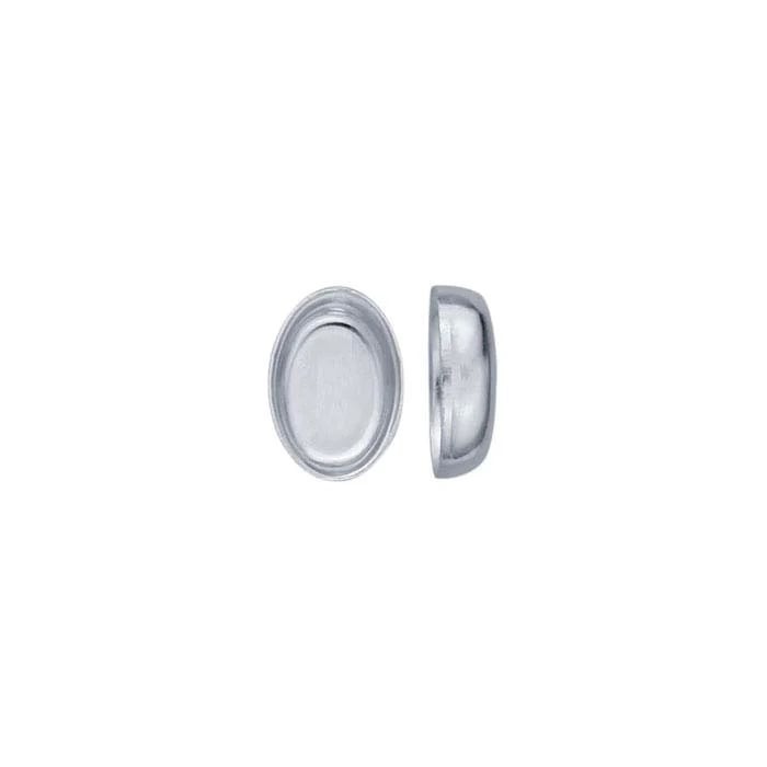 One 6x4mm Plain Oval Sterling Silver Bezel Cup Setting 32gauge 4x6mm