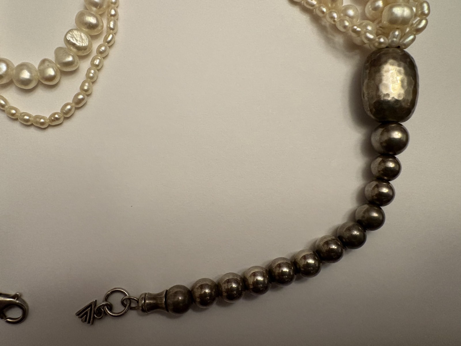 Silpada Multi Strand Fresh Water Pearl & Sterling Silver Bead Necklace