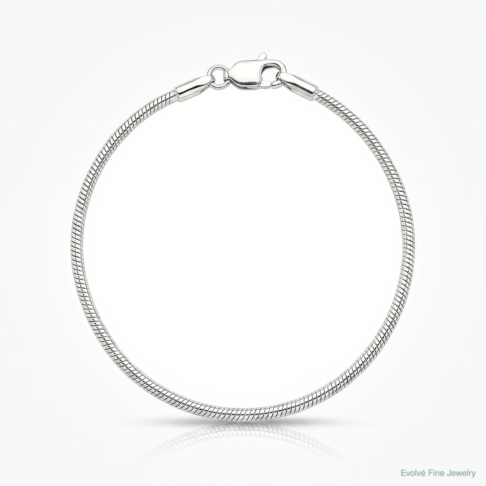 Sterling Silver Rhodium-Plated 1.5mm Snake Chain Bracelet 7″-8″