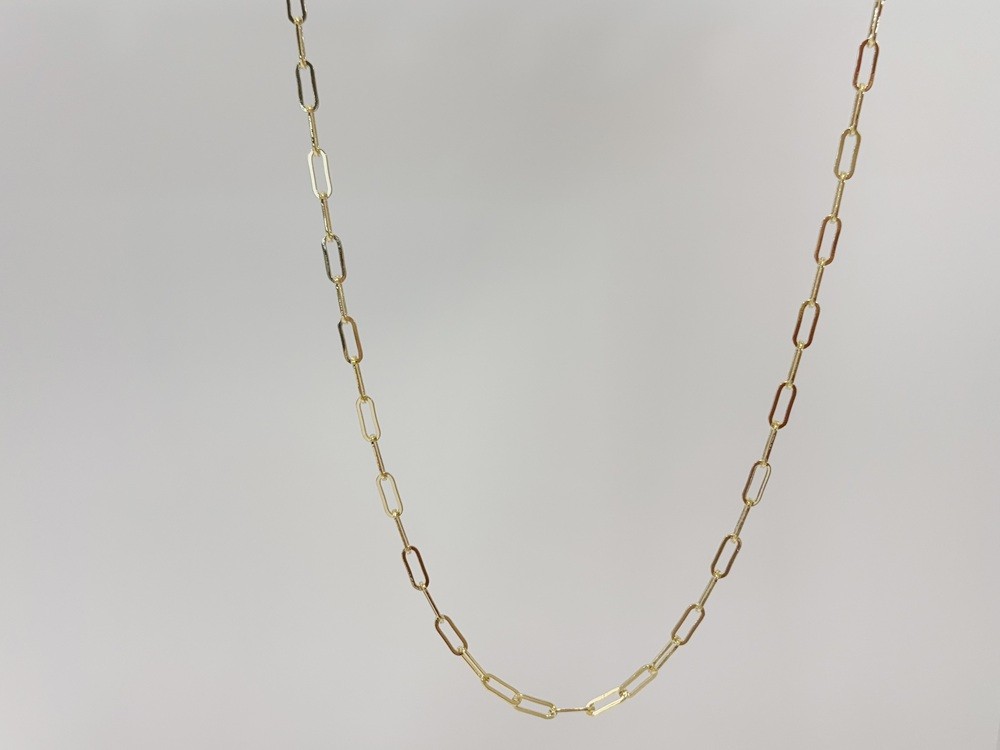 Real Genuine 10K Solid Yellow Gold Paperclip Chain Necklace 22inch 4mm