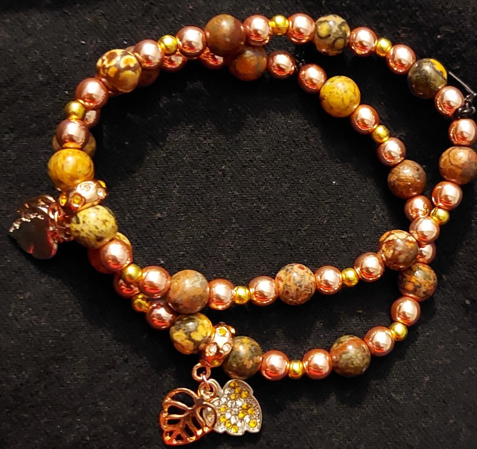 Pair of 7.9-Inch Leopard Jasper Bead Bracelets