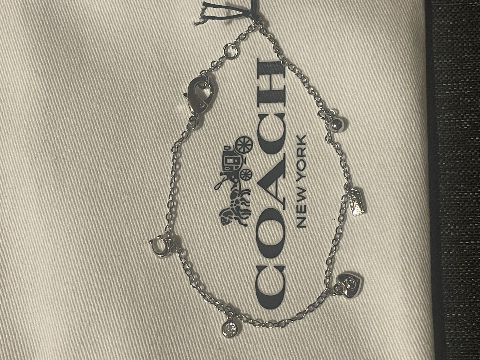 Coach Silver Tone Heart Charm Pendant Necklace & Coach charm bracelet