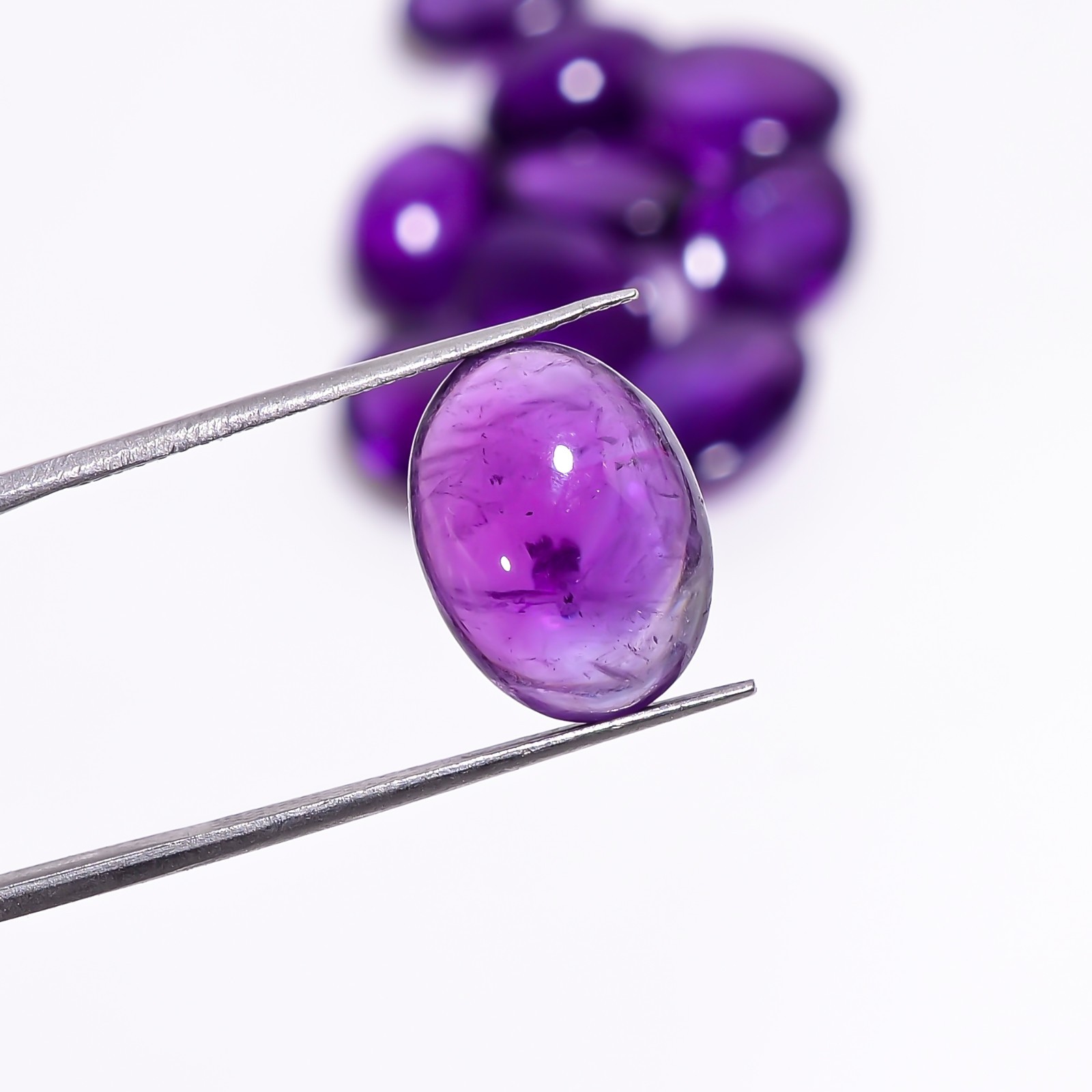Natural purple Amethyst Oval Shape Gemstone Cabochon 10 Pc Lot 64 Cts 14X10X5 mm