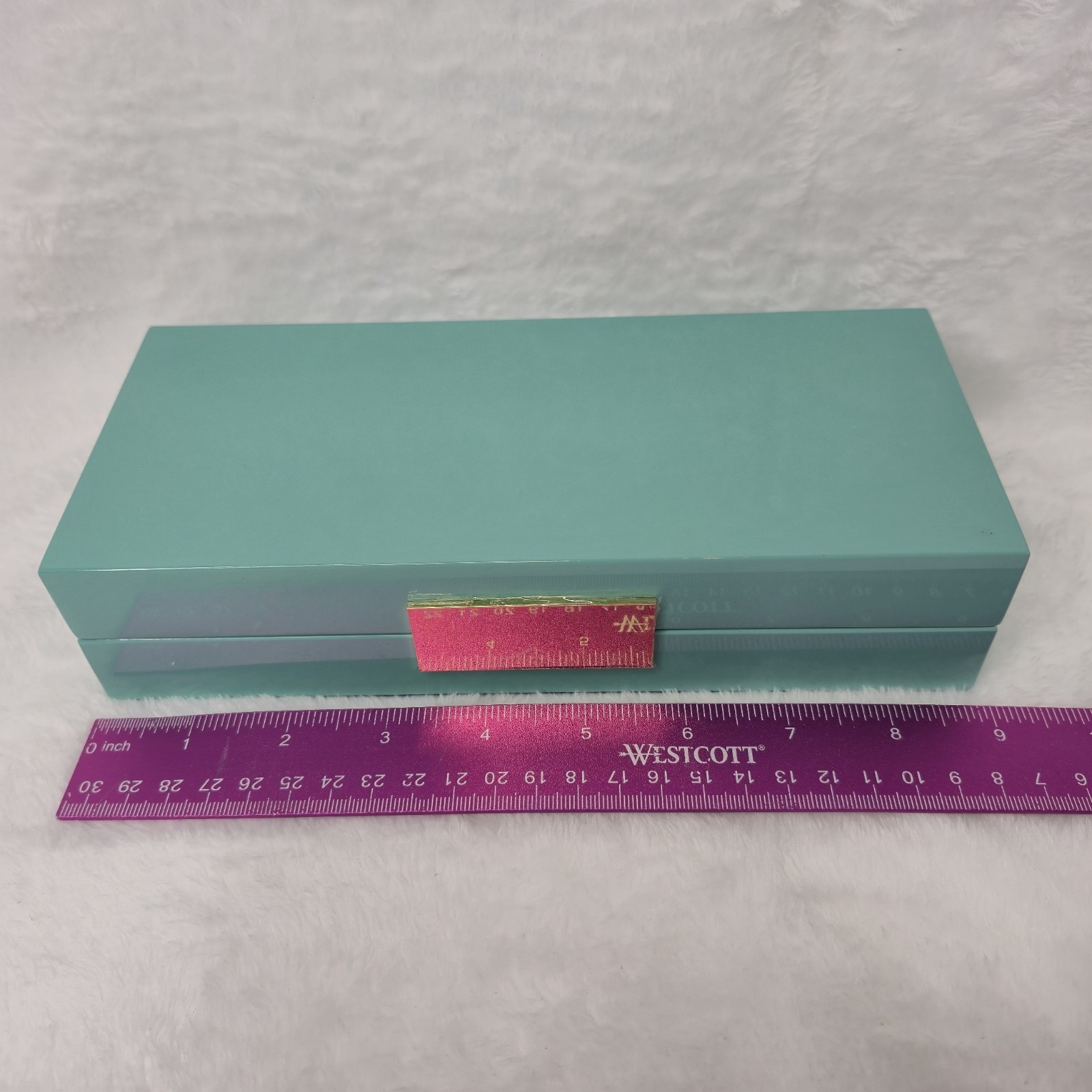 Addison Ross Ross LTD Polished Lacquer Wood Jewelery Box Glossy Teal 4″x9″ NWOB