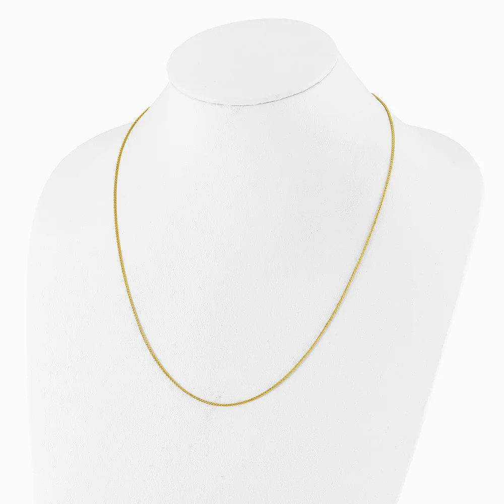 Sterling Silver Adjustable Gold-Plated 1.3mm Spiga Chain Necklace 22″-30″