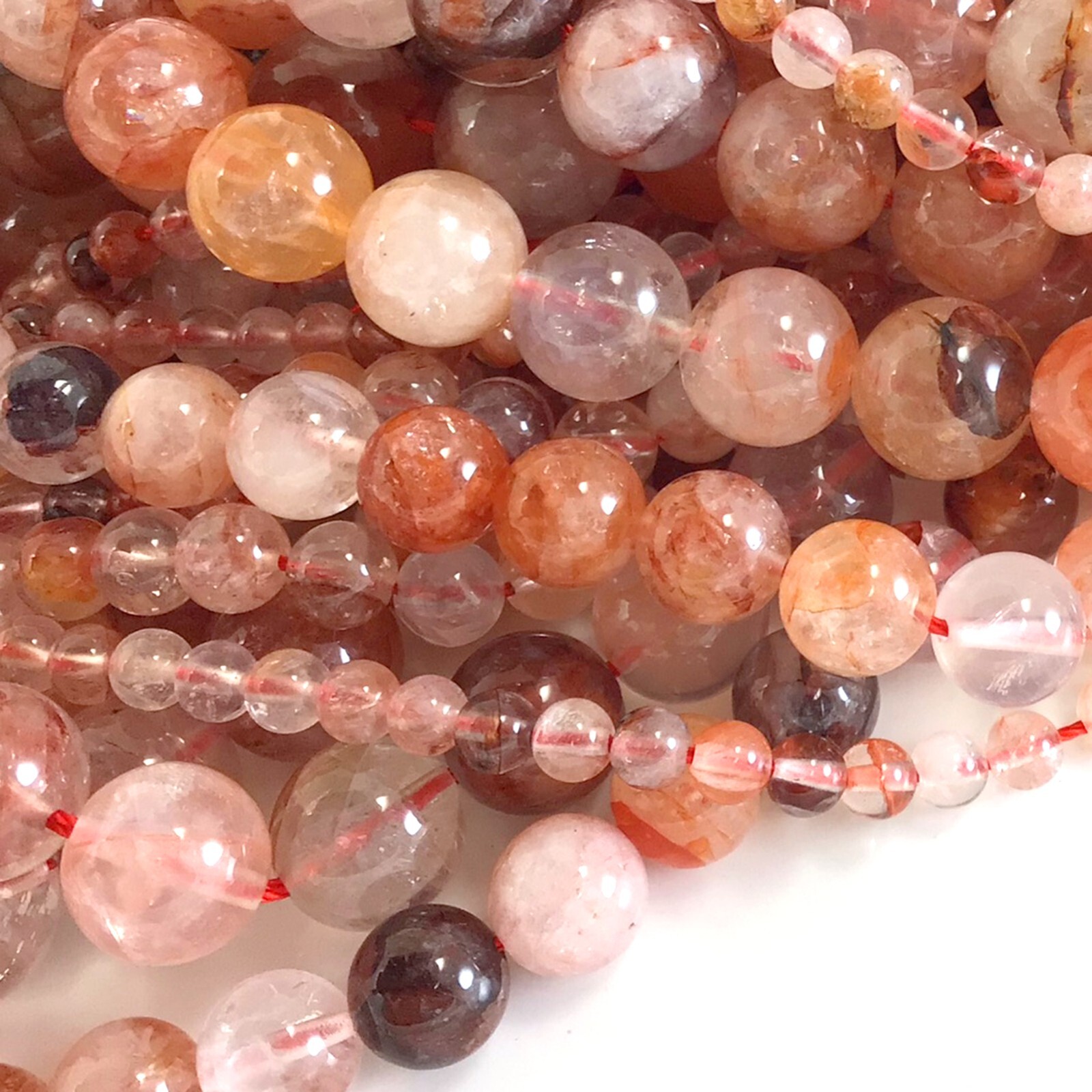 Natural Fire Quartz Smooth Round Loose Bead 15″ Strand Jewelry Making 4 6 8 1012