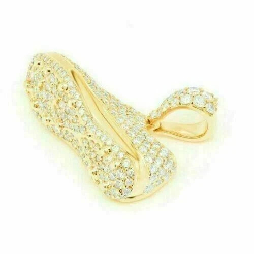 2Ct Round Cut Lab Created Diamond Unique Pendant 14K Yellow Gold Plated Silver
