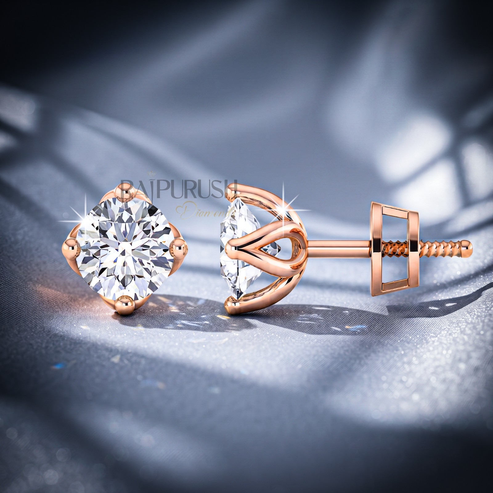 Round Cut Moissanite Solitaire Stud Earrings 925 Silver – Gold/Rose Gold Plated