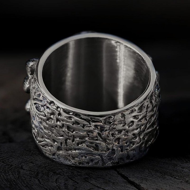 MENDEL Gothic Mens Skull And Bones Biker Ring For Men Stainless Steel Size 7-15