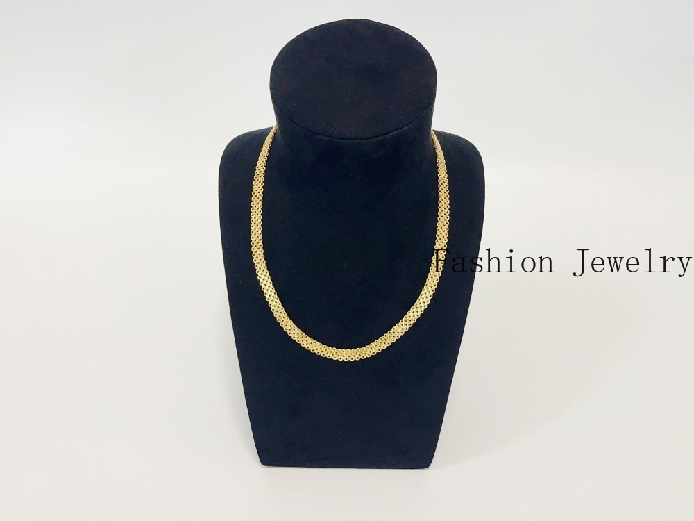 Solid 18K Yellow Gold Bohemian Multi Layer Wide Necklace Chain Gift 8mm 20inch