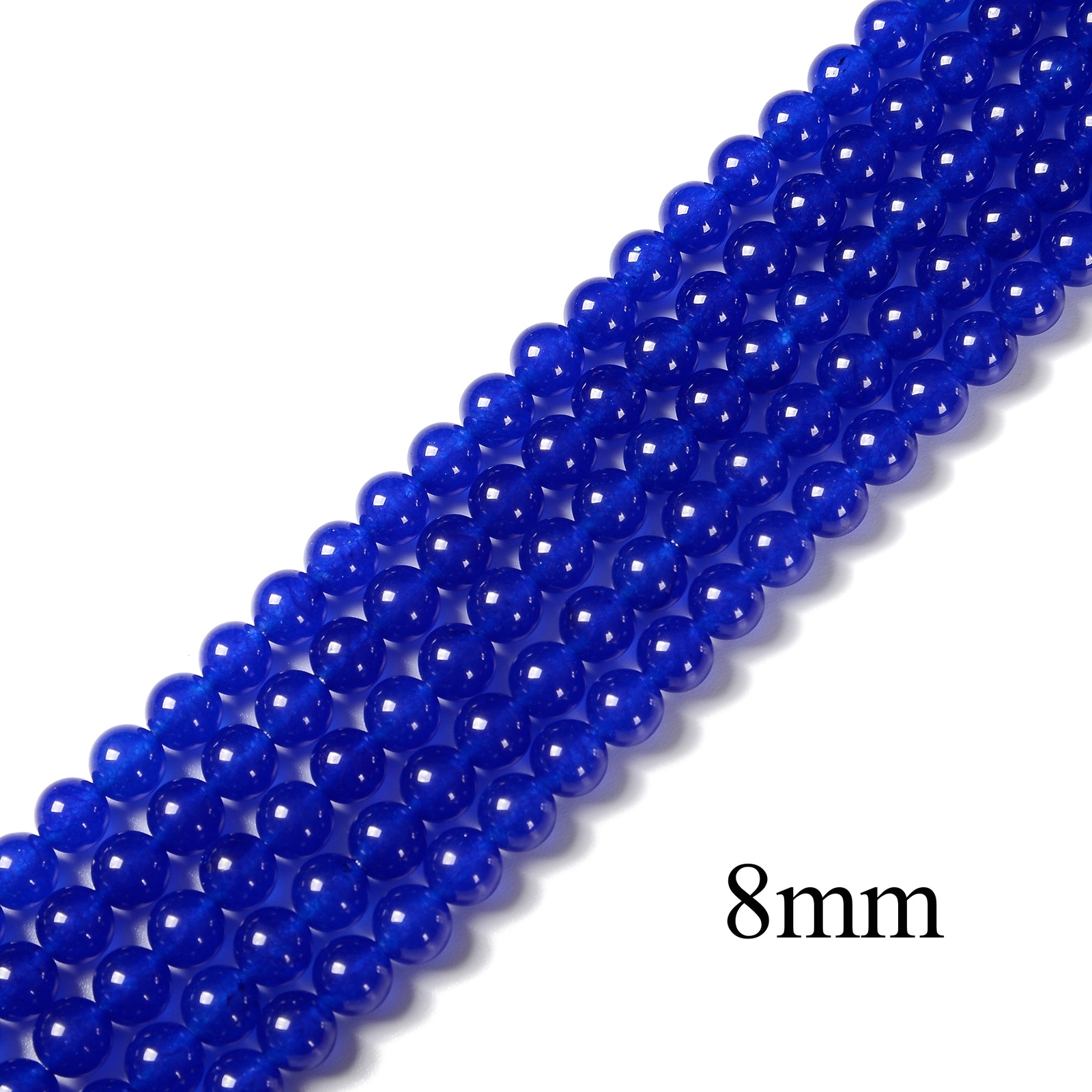 Blue Dyed Jade Smooth Round Beads 4mm 6mm 8mm 10mm 15.5″ Strand