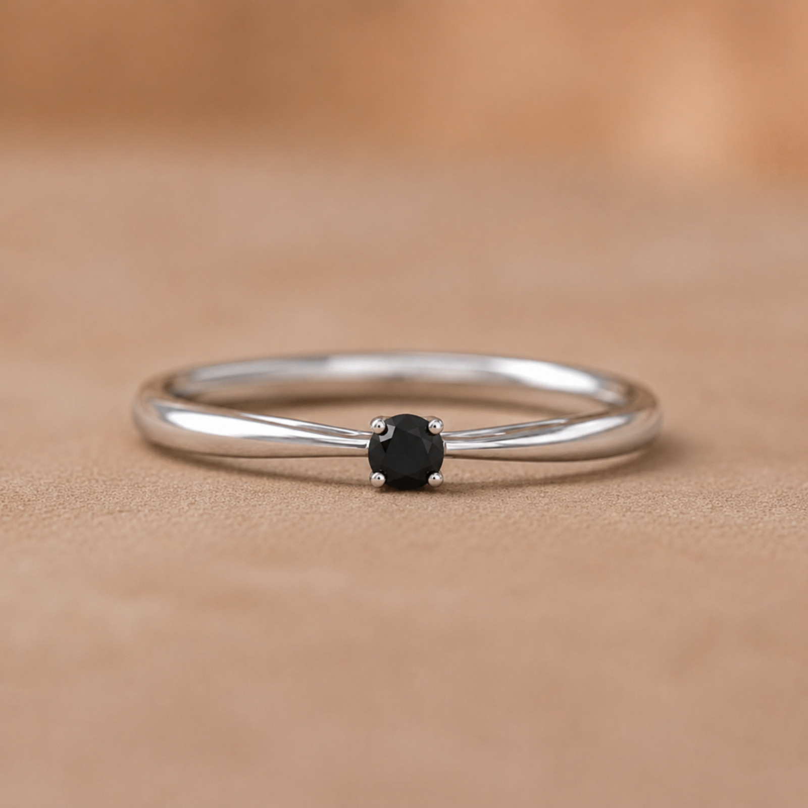 925 Sterling Silver Black Onyx Solitaire Ring Dainty Minimalist Promise Ring