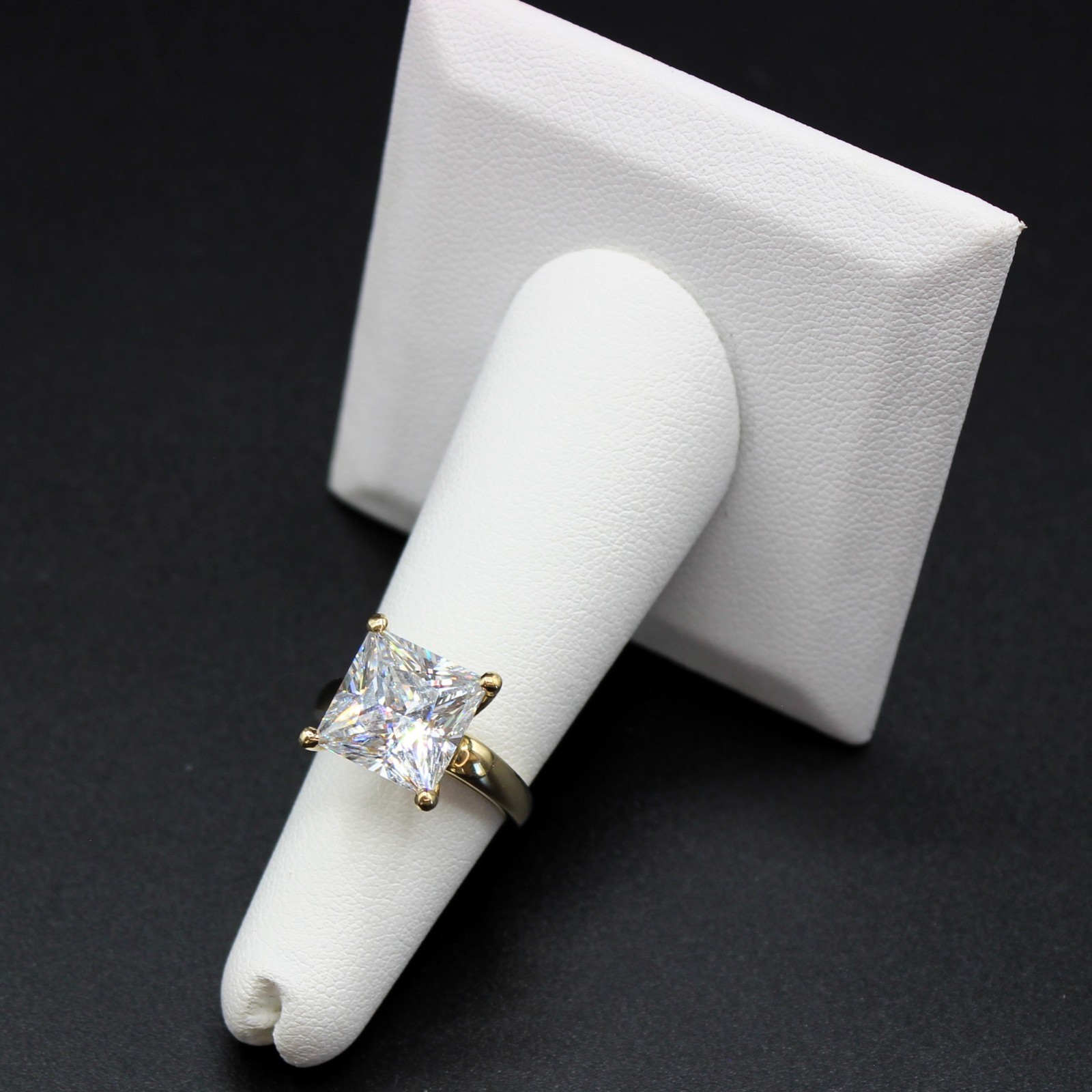 4 Carat Diamond Ring Engagement REAL 14k 6.80gm Man Made Wedding Vacation Size 5