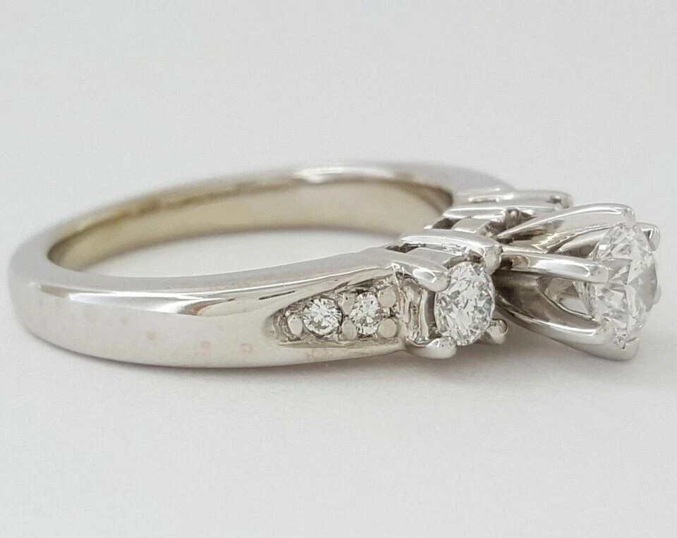 2.00 Ct Round lab created Diamond Three Stone Engagement Ring 14K White Fn