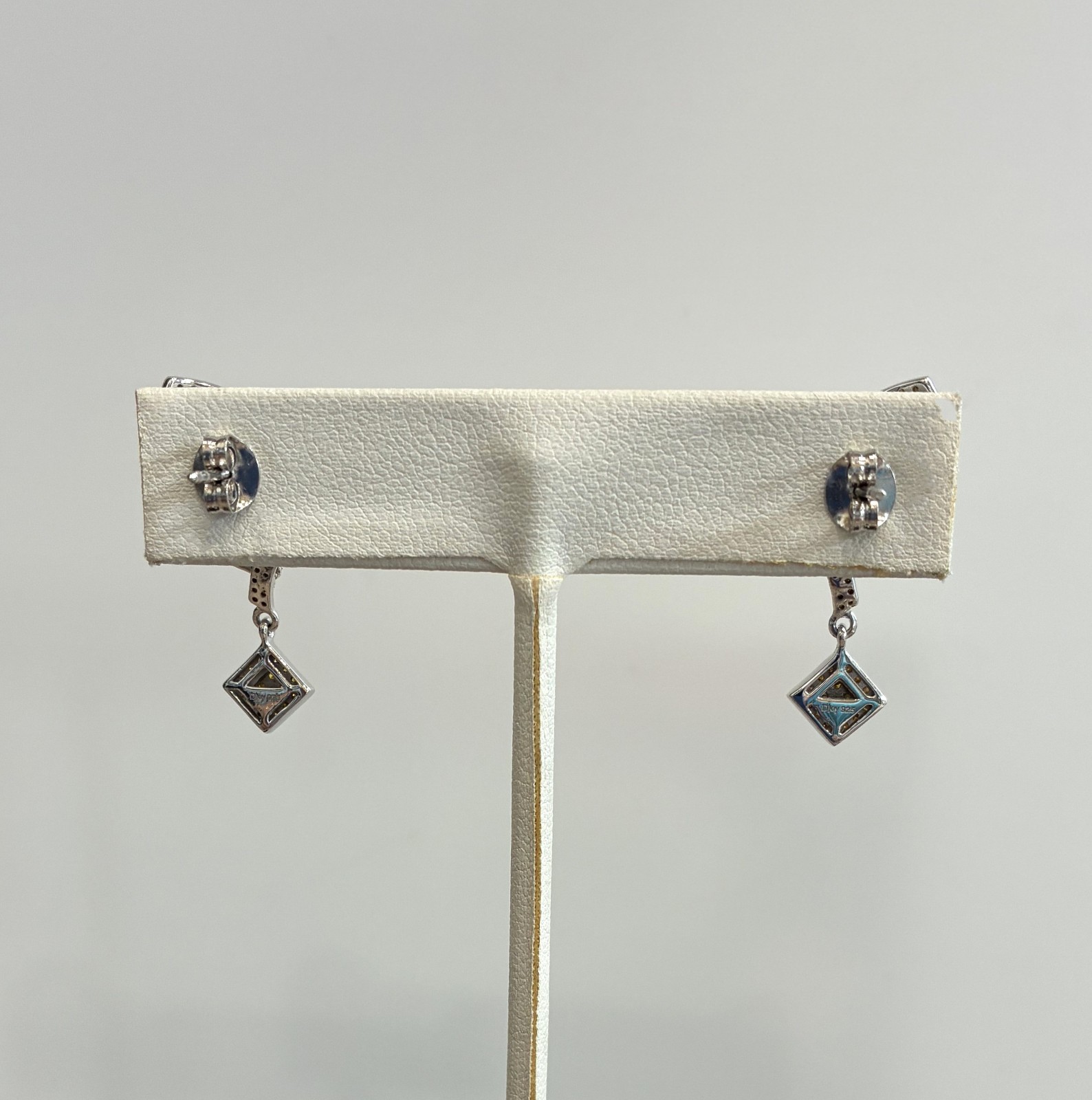 Yellow Diamond (1.00ctw) Spiral Drop Earrings in Rhodium over Sterling Silver