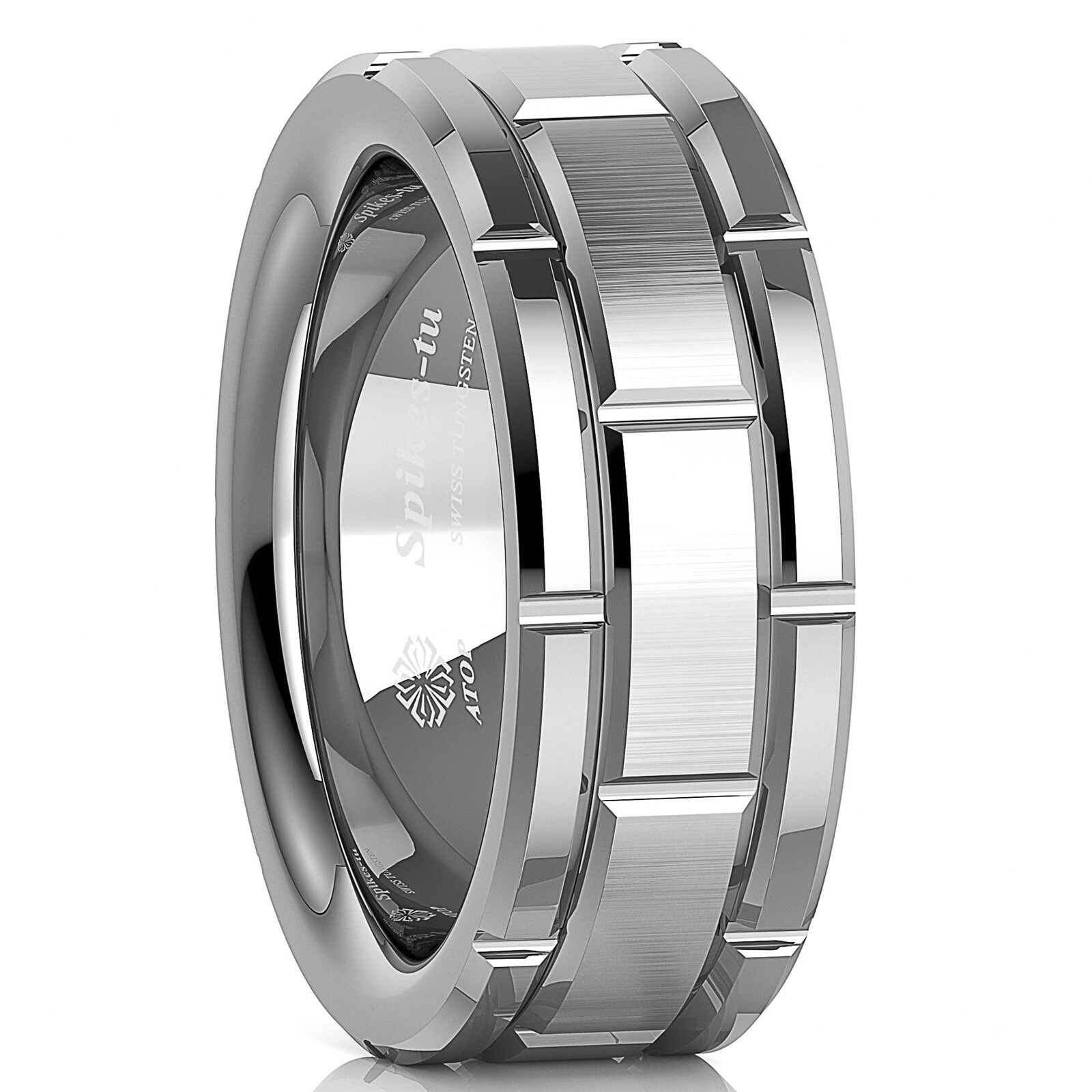 8mm Men’s Tungsten Carbide Ring Silver Wedding Band Brick Pattern Size 6-13 ATOP