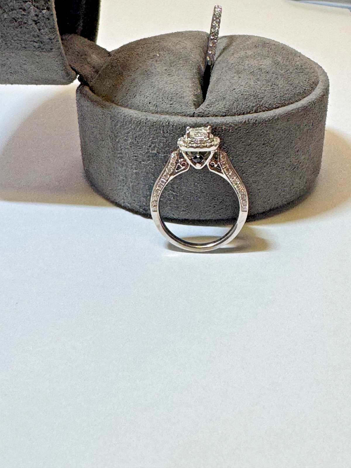 LOVE by Vera Wang 14K White Gold Princess Halo Diamond Ring + Diamond Band