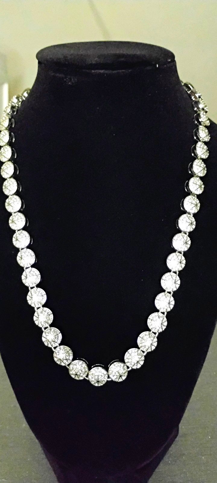 18 Inch Silver Plated Tennis Necklace Clear Round Simulated Diamond CZ