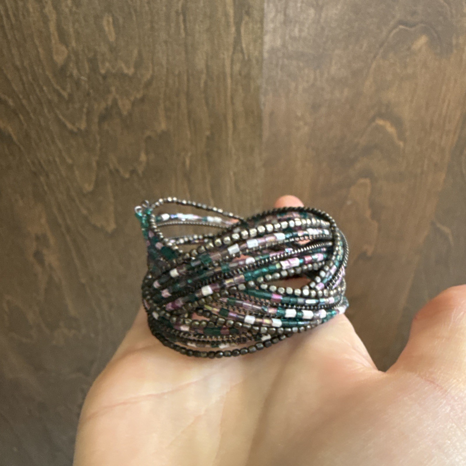 Multicolor Glass Beaded Wrap Bracelet No Closure No Stone