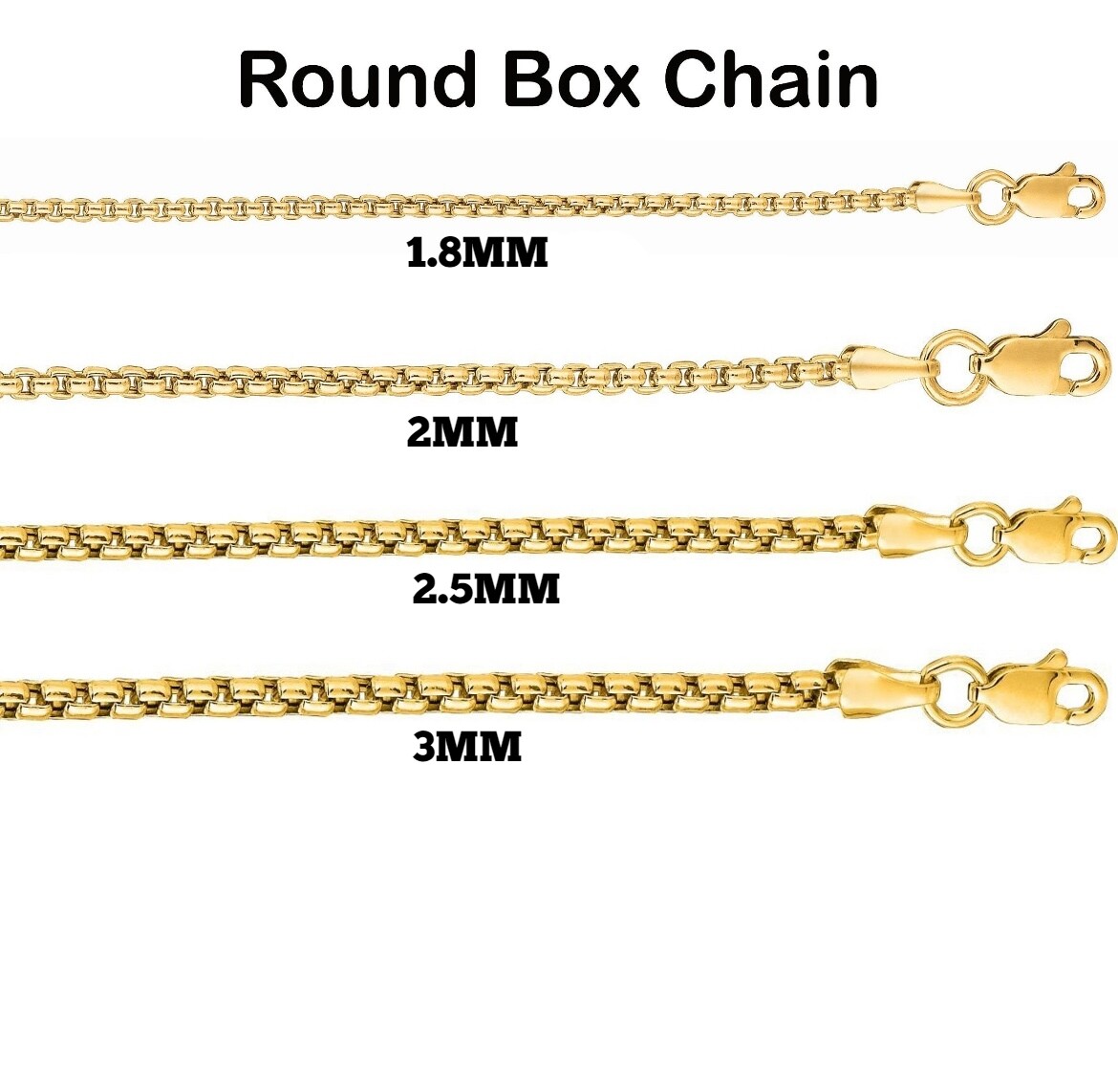 14K Gold Plated 925 Sterling Silver Round Box Link Chain Necklace Italian Made