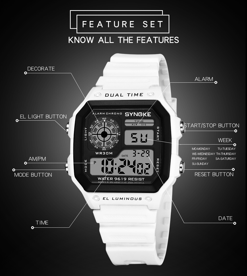 Men’s Military Sports Watch LED Screen Large Digital Face Waterproof Wristwatch