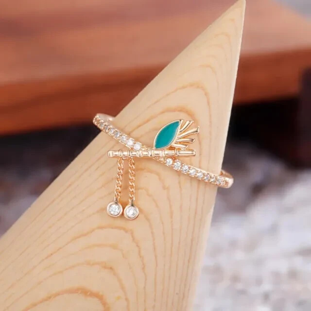 Test Pass Moissanite Lord Krishna Ring 14K Rose Gold Plated Silver 0.89Ct Round
