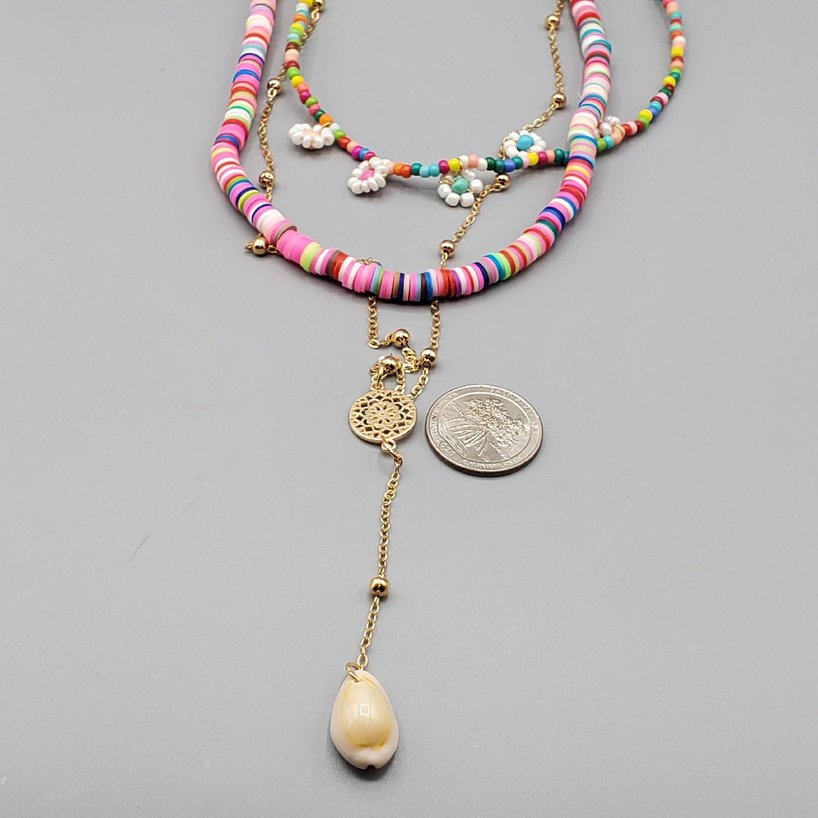 Bohemian Handmade Soft Clay Flowers Multilayer Necklace Fashion