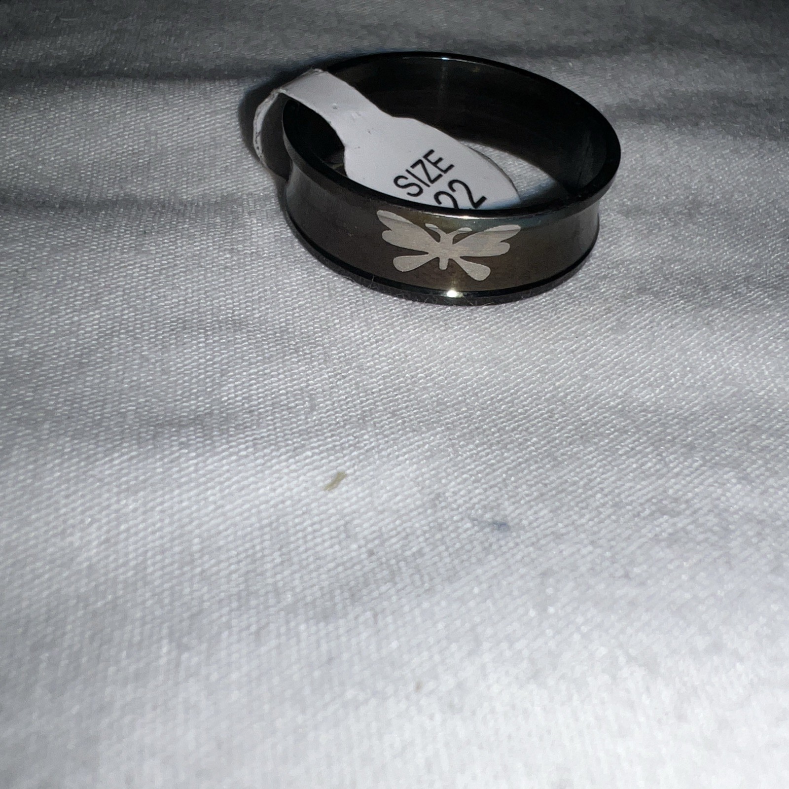 Stainless Steel Butterfly Ring Band Laser Etched Variation Size 22