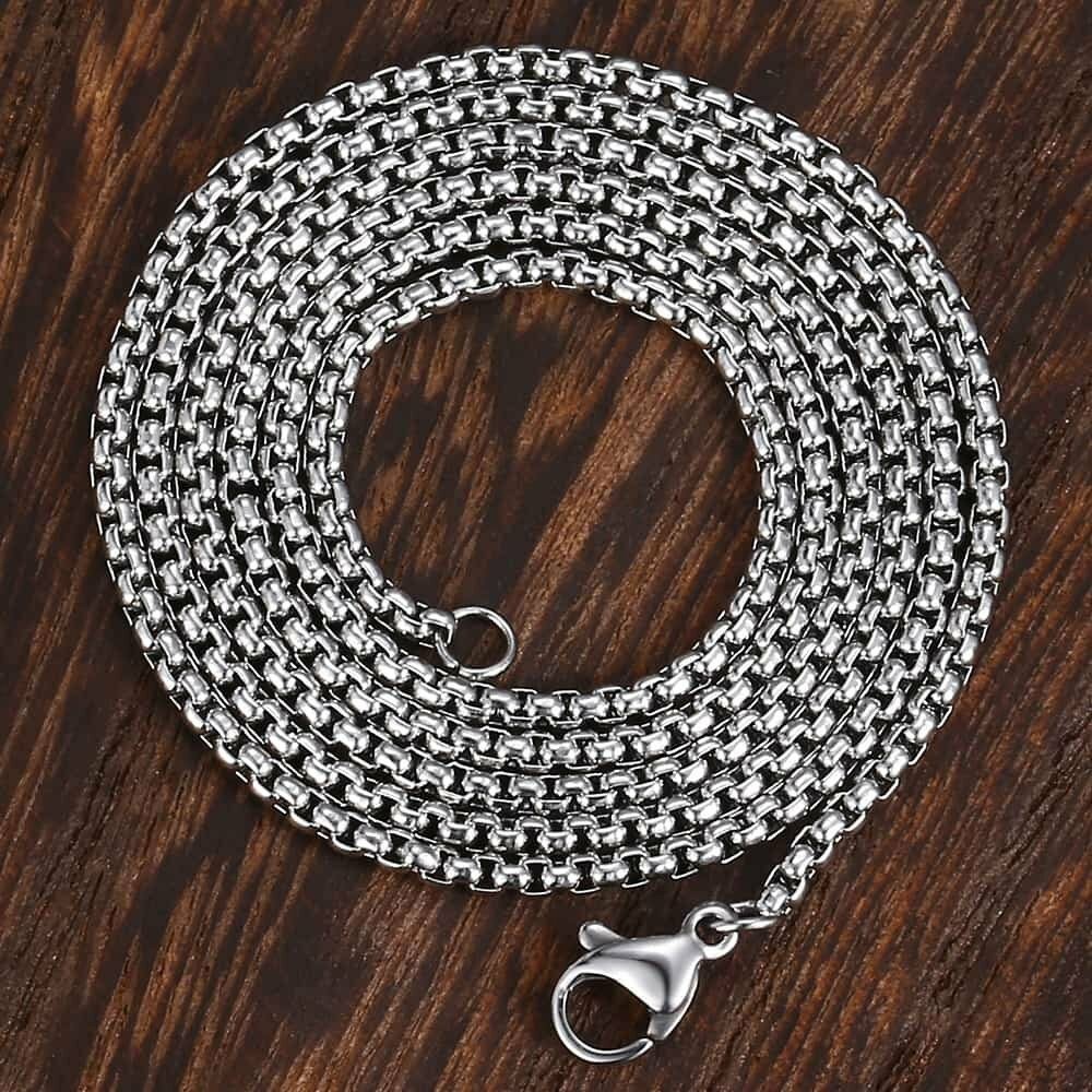 USA 1.5/2/3/4mm Round Box Chain Necklace Stainless Steel Link Men Women 18-28″