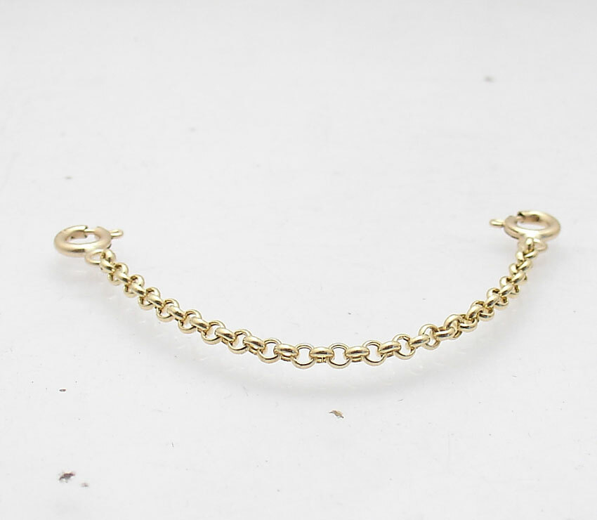 2.4mm Double Lock Cable Rolo Chain Necklace Extender Real Solid 14K Yellow Gold