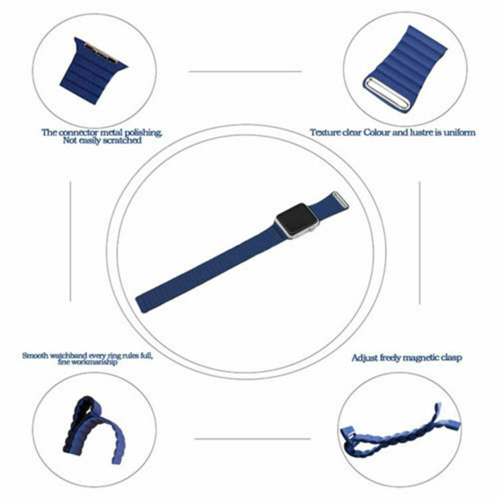 Genuine Leather Loop Magnetic iWatch Band For Apple Watch Series 9 8 7 6 5 4 SE