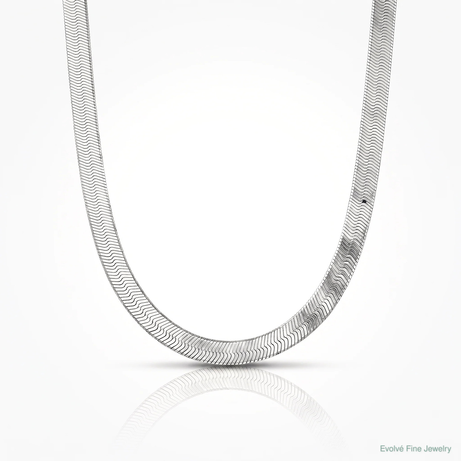 Sterling Silver Rhodium-Plated 7.3mm Magic Herringbone Chain Necklace 16″-24″