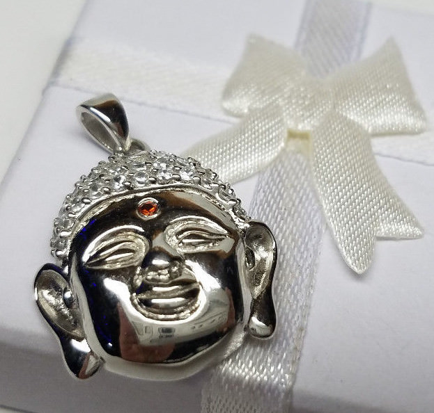 BUDDHA Good Luck Protection POLISHED 925 STERLING SILVER DESIGNER CHARM PENDANT